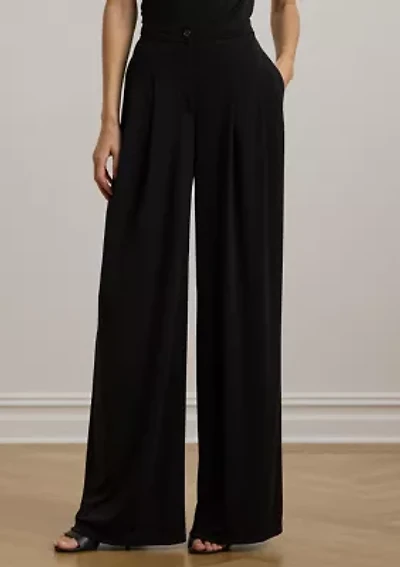 Pleated Stretch Jersey Wide-Leg Pants