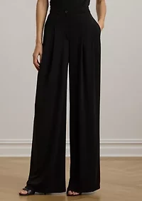 Pleated Stretch Jersey Wide-Leg Pants