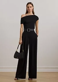 Pleated Stretch Jersey Wide-Leg Pants