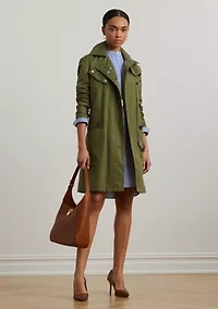 Women's Belted Cotton Twill Trench Coat