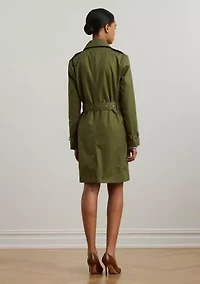 Women's Belted Cotton Twill Trench Coat
