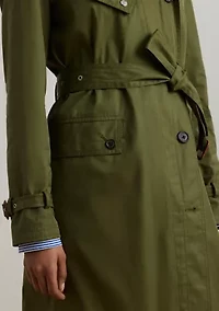 Women's Belted Cotton Twill Trench Coat