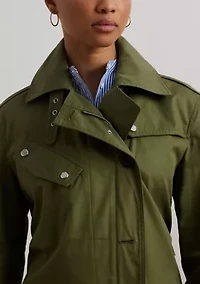 Women's Belted Cotton Twill Trench Coat