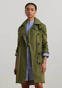 Women's Belted Cotton Twill Trench Coat