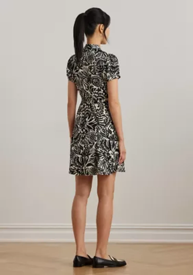 Women's Floral Crepe Short-Sleeve Dress