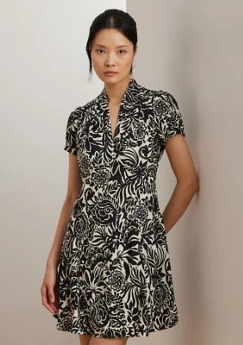 Women's Floral Crepe Short-Sleeve Dress