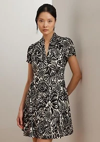 Women's Floral Crepe Short-Sleeve Dress