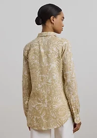 Women's Relaxed Fit Floral Linen Shirt