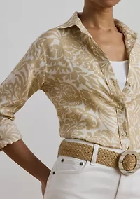 Women's Relaxed Fit Floral Linen Shirt