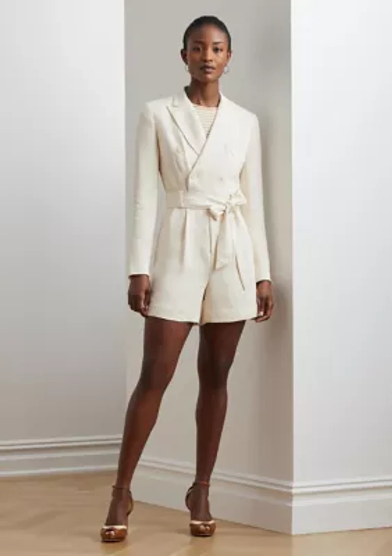 Belted Double Breasted Cady Romper