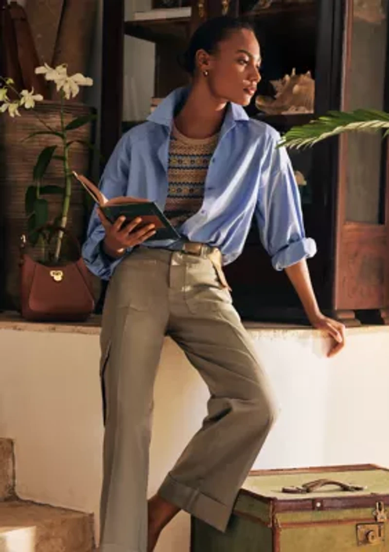 Women's Cotton Poplin Blouson-Sleeve Shirt