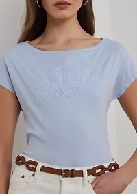 Beaded Logo Cotton Jersey T-Shirt