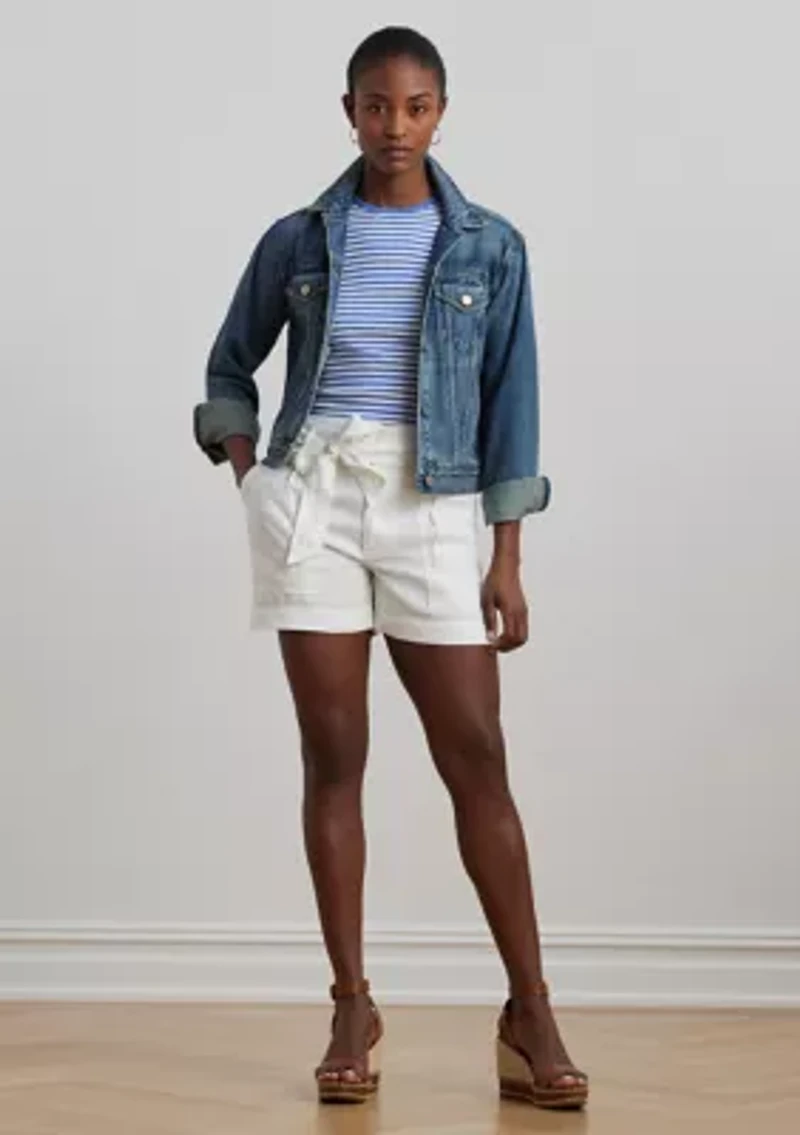 Striped Stretch Cotton Crew Neck T-Shirt