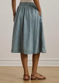 Button Front Denim Skirt
