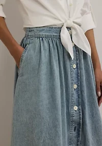 Button Front Denim Skirt