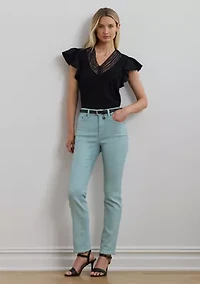 Lace Trim Jersey Flutter Sleeve T-Shirt