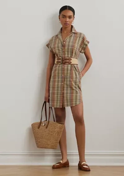 Belted Cotton Madras Shirtdress
