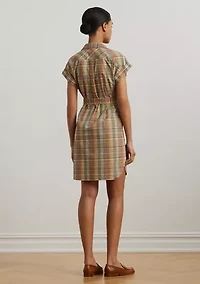 Belted Cotton Madras Shirtdress