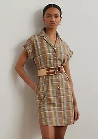 Belted Cotton Madras Shirtdress