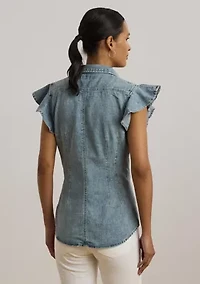 Denim Flutter Sleeve Shirt