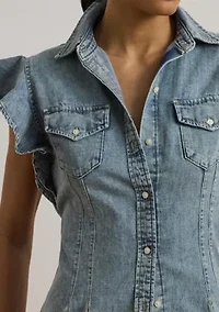 Denim Flutter Sleeve Shirt