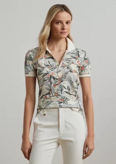 Print Stretch Piqué Polo Shirt