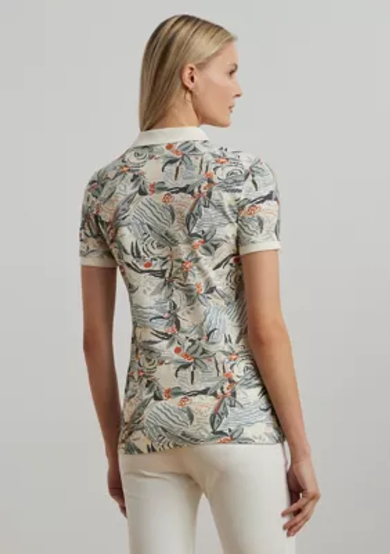 Print Stretch Piqué Polo Shirt