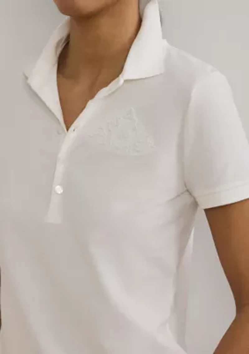 Floral Logo Cotton Piqué Polo Shirt
