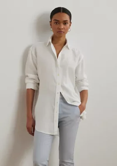 Oversize Floral Logo Linen Shirt