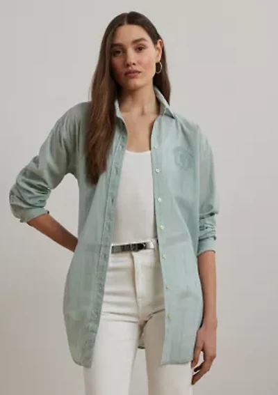 Oversize Striped Cotton Voile Shirt