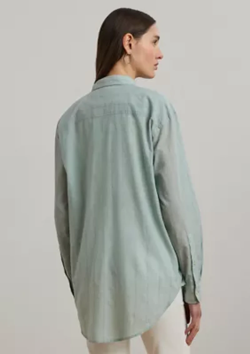 Oversize Striped Cotton Voile Shirt