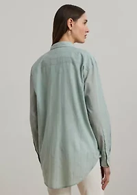 Oversize Striped Cotton Voile Shirt