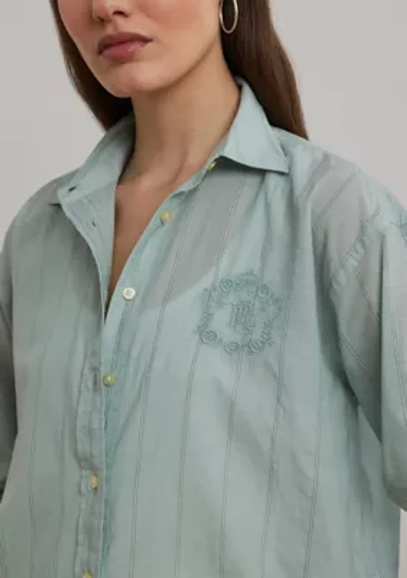 Oversize Striped Cotton Voile Shirt