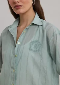 Oversize Striped Cotton Voile Shirt
