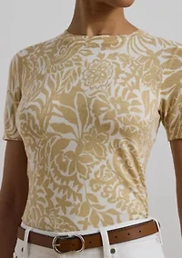 Floral Cotton Blend Short Sleeve Sweater