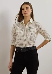 Classic Fit Polka Dot Cotton Voile Shirt
