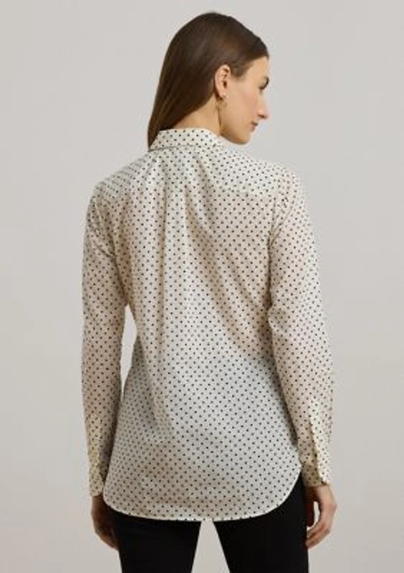 Classic Fit Polka Dot Cotton Voile Shirt