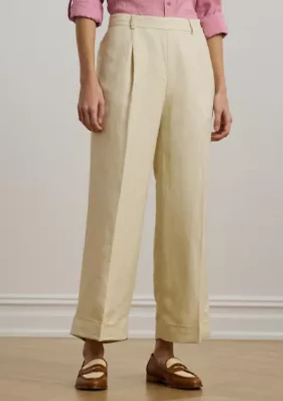 Linen Blend Twill Wide Leg Pants