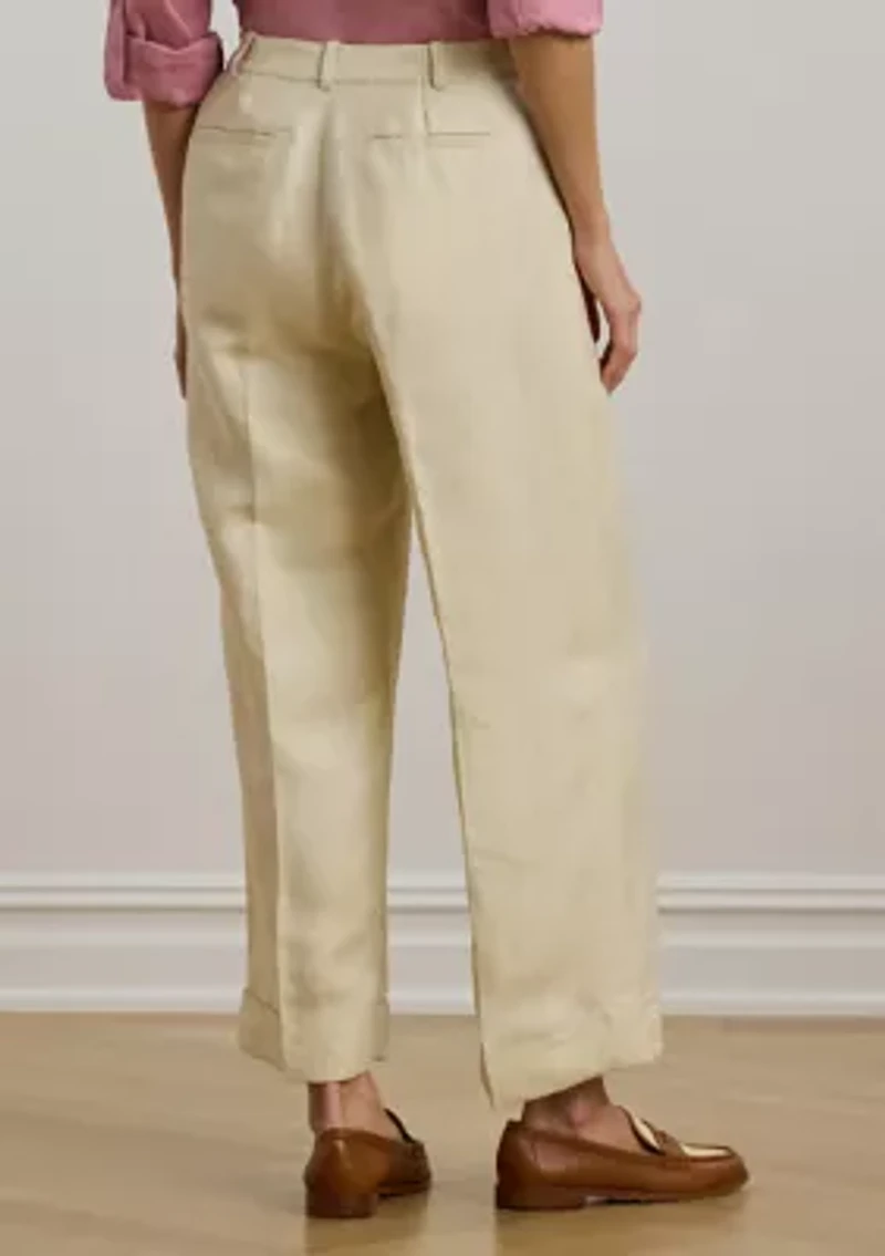 Linen Blend Twill Wide Leg Pants