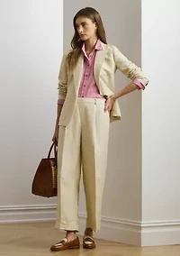 Linen Blend Twill Wide Leg Pants
