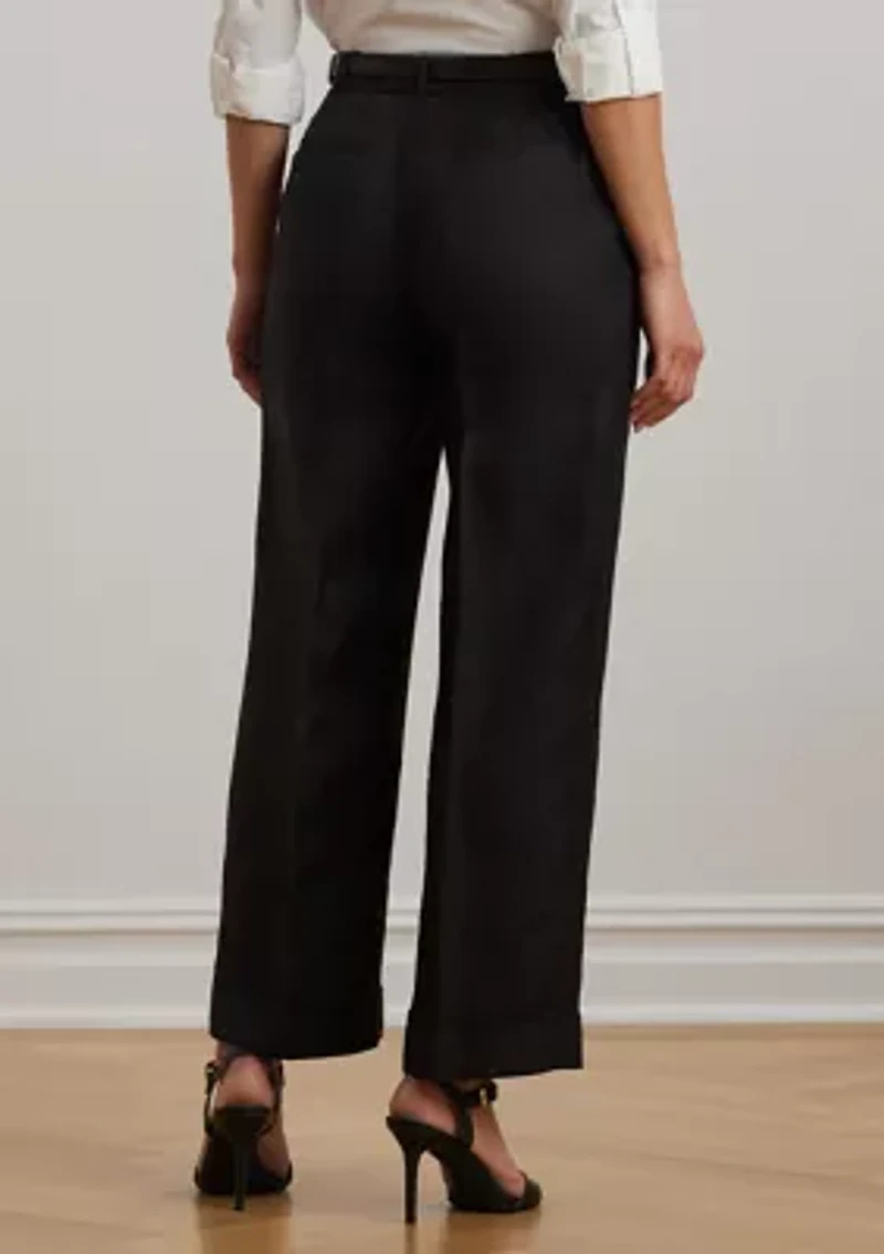 Linen Blend Twill Wide Leg Pants