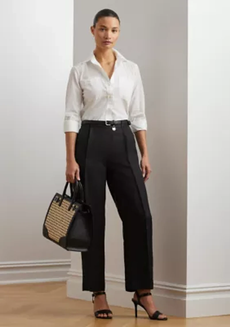 Linen Blend Twill Wide Leg Pants