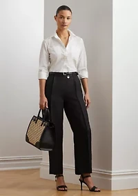 Linen Blend Twill Wide Leg Pants