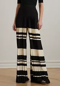 Striped Pleated Georgette Wide Leg Pants