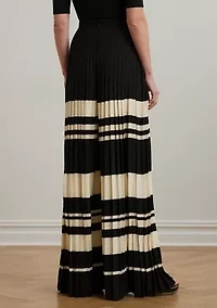 Striped Pleated Georgette Wide Leg Pants