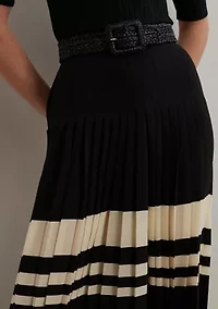 Striped Pleated Georgette Wide Leg Pants