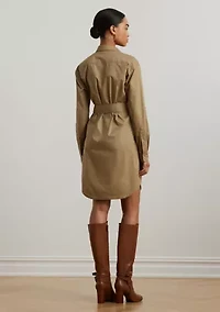 Belted Cotton Blend Shirtdress