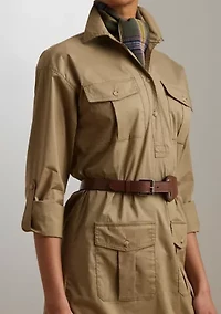 Belted Cotton Blend Shirtdress