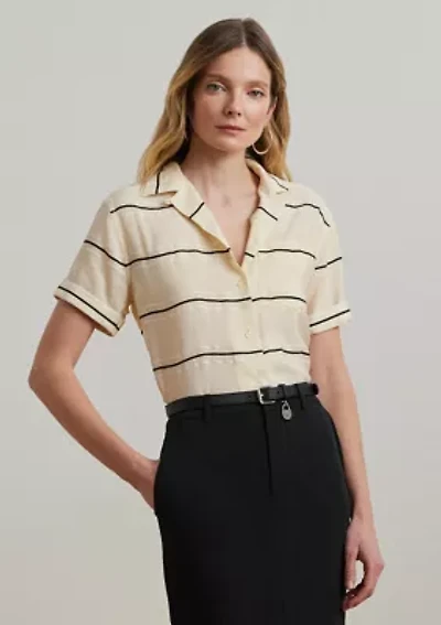 Striped Short Sleeve Camp Shirt