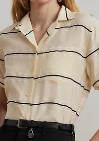Striped Short Sleeve Camp Shirt